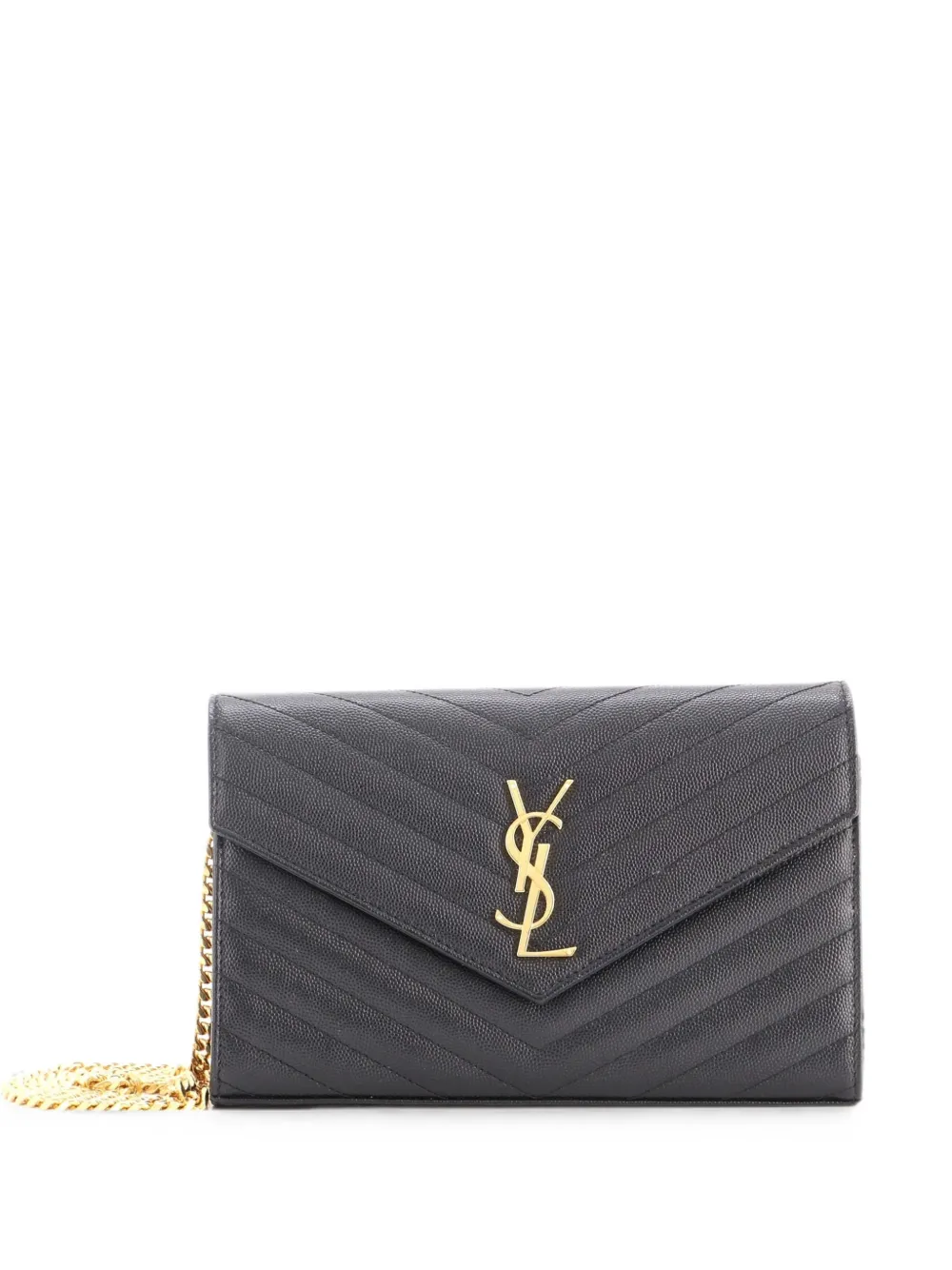 Saint Laurent Pre-Owned Classic Monogram Wallet on Chain Matelasse Chevron Leather Medium crossbody bag - Schwarz