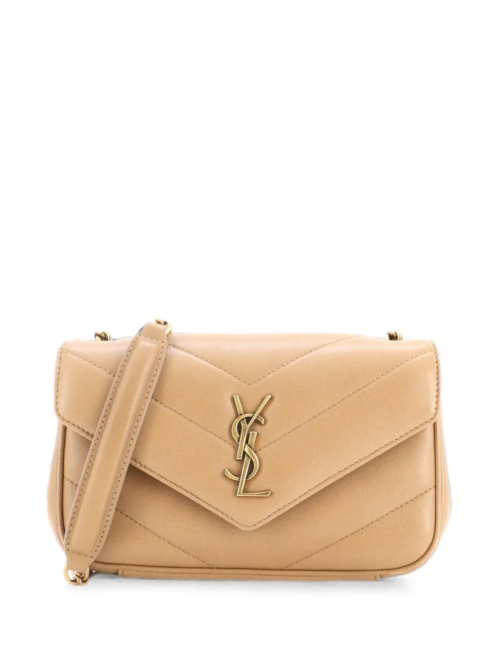 Saint Laurent Pre-Owned Loulou NM Matelasse Chevron Leather Mini shoulder bag - Braun