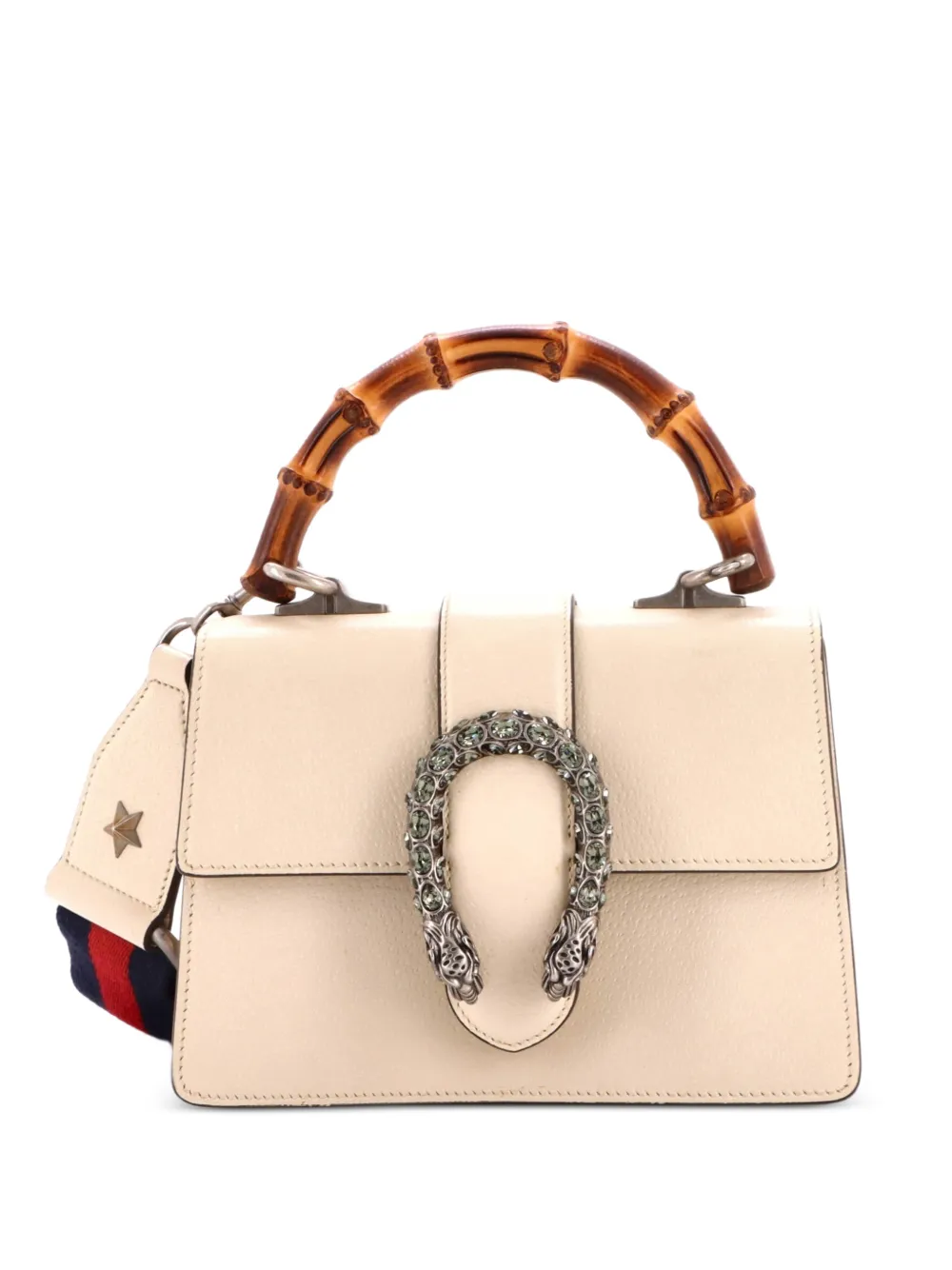 Gucci Pre-Owned Dionysus Bamboo Top Handle Bag Leather Mini satchel - Bianco