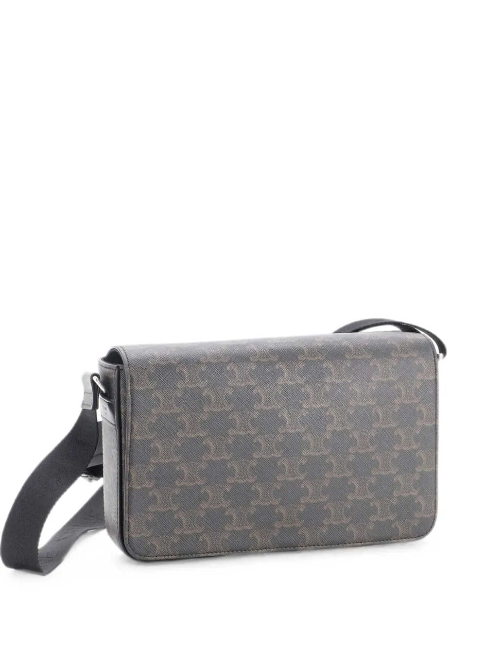 Celine Pre-Owned Flap Messenger Bag Triomphe Coated Canvas Medium crossbody bag - Schwarz
