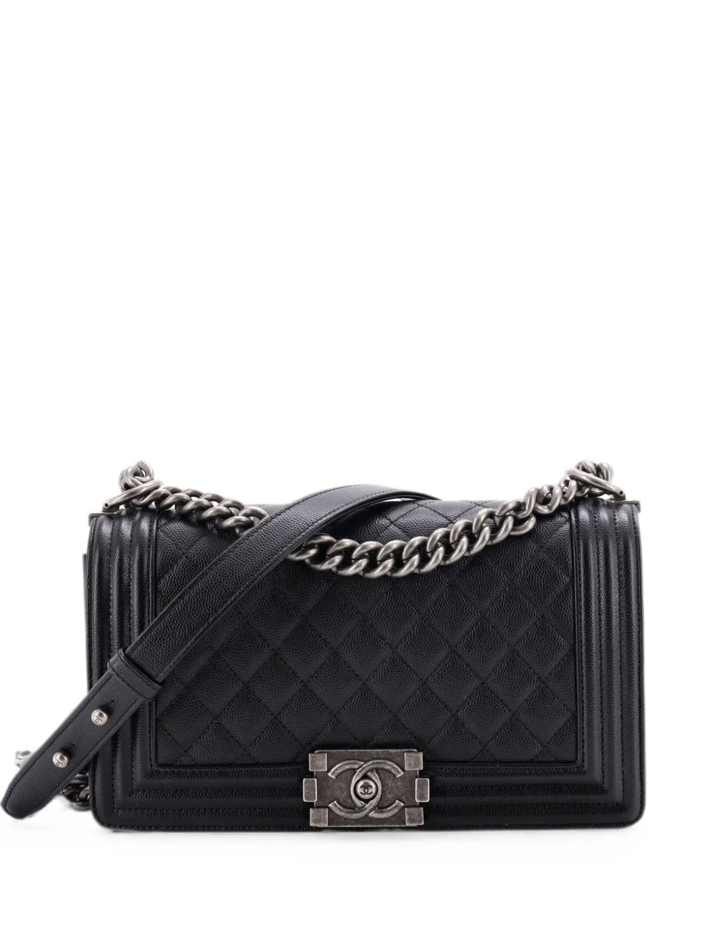 CHANEL Pre-Owned Boy Flap Bag Quilted Caviar Old Medium crossbody bag - Nero