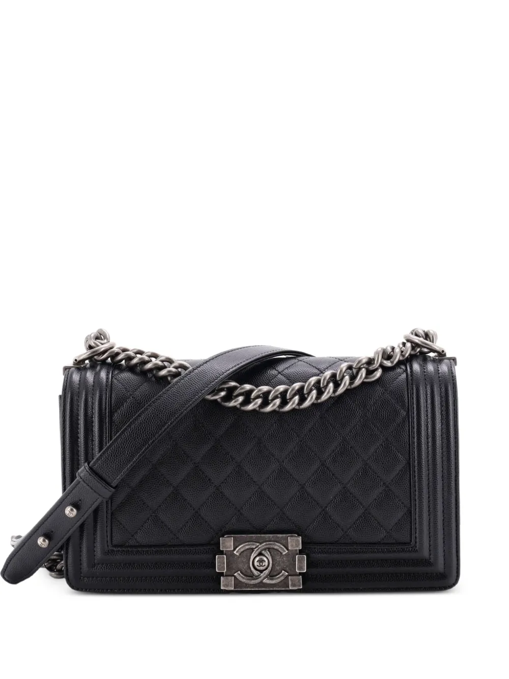 CHANEL Pre-Owned Boy Flap Bag Quilted Caviar Old Medium crossbody bag - Nero