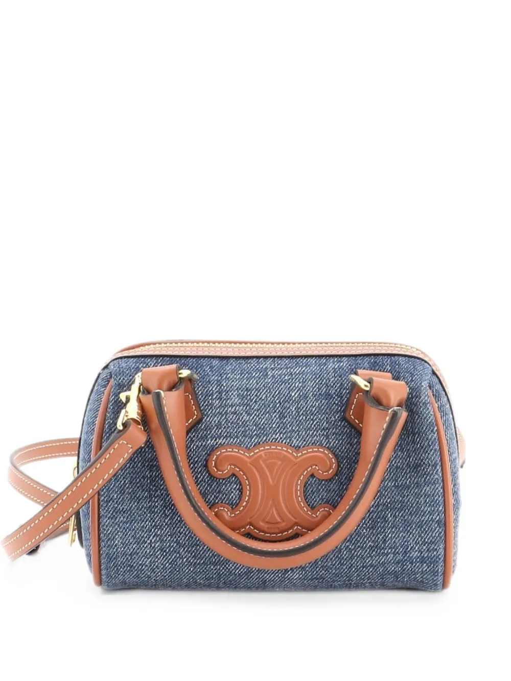 Celine Pre-Owned Cuir Triomphe Boston Bag Denim Mini satchel - Blu