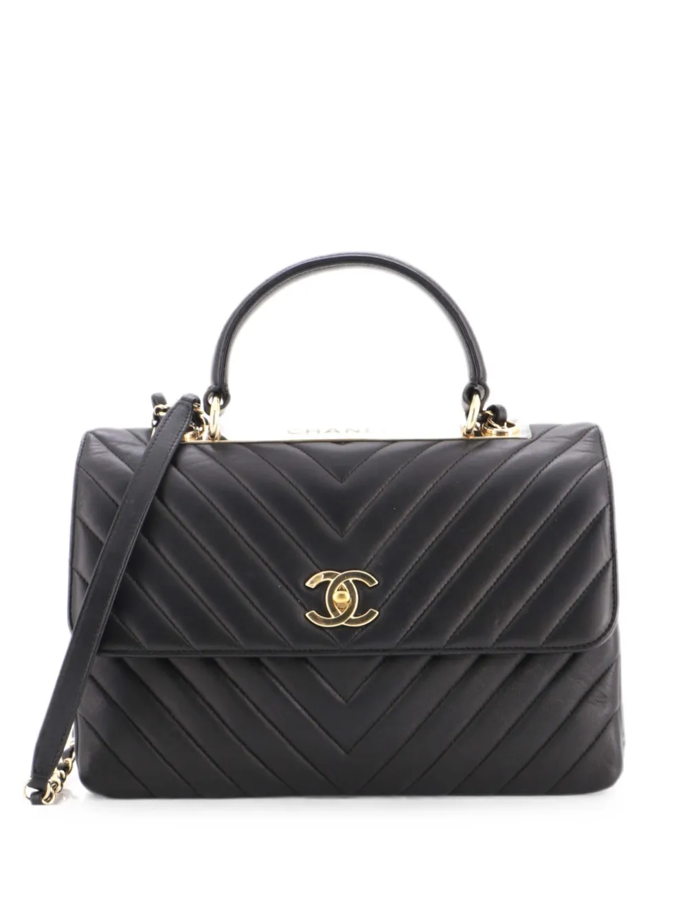 CHANEL Pre-Owned Trendy CC Top Handle Bag Chevron Lambskin Medium satchel - Schwarz