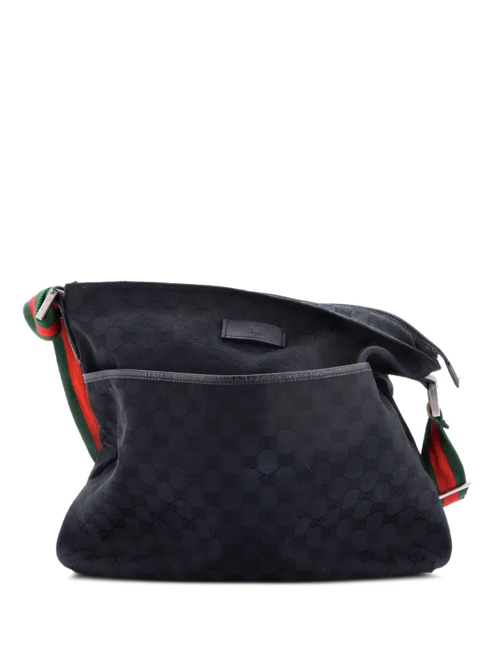 Gucci Pre-Owned Front Pocket Web Messenger GG Canvas Medium crossbody bag - Nero