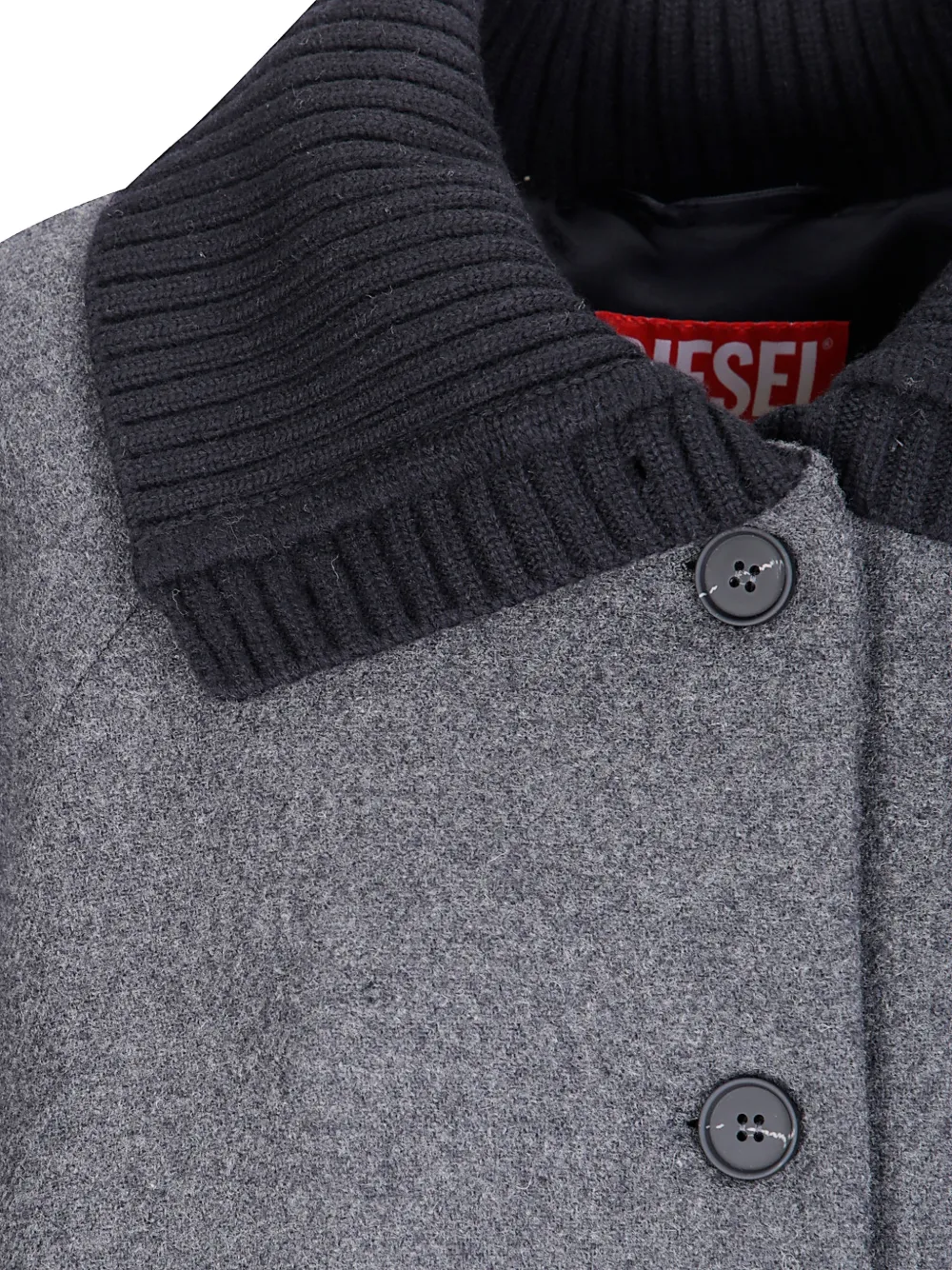 Diesel Jas van wolblend met geribbelde kraag Grijs