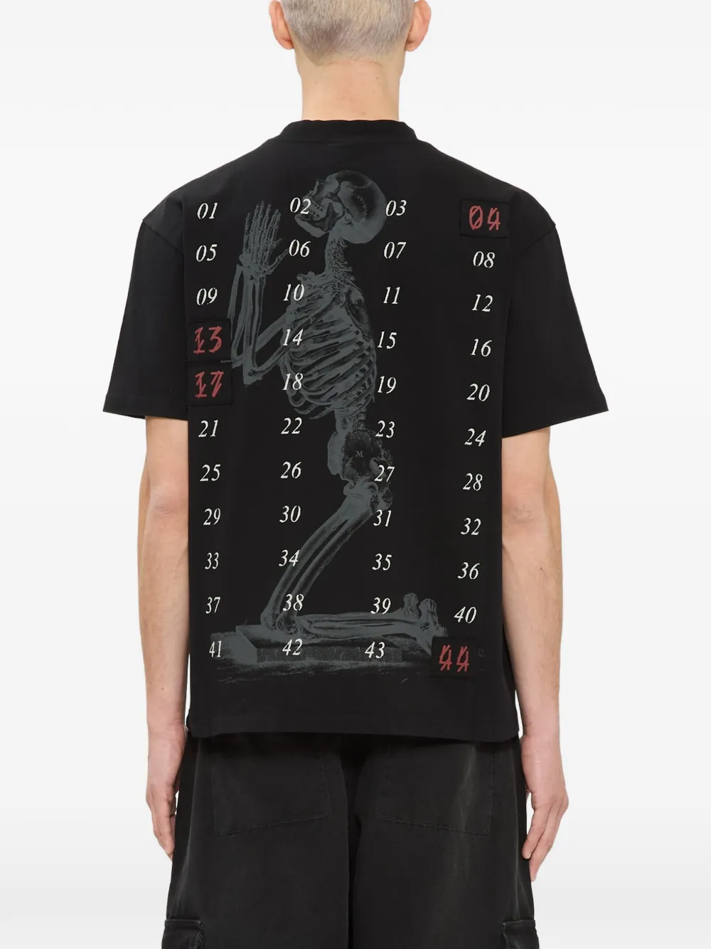 44 LABEL GROUP Lotto T-shirt met logopatch en skelet-print Zwart