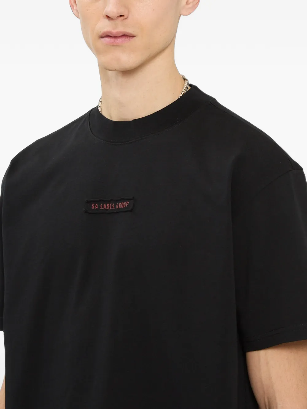 44 LABEL GROUP Lotto T-shirt met logopatch en skelet-print Zwart