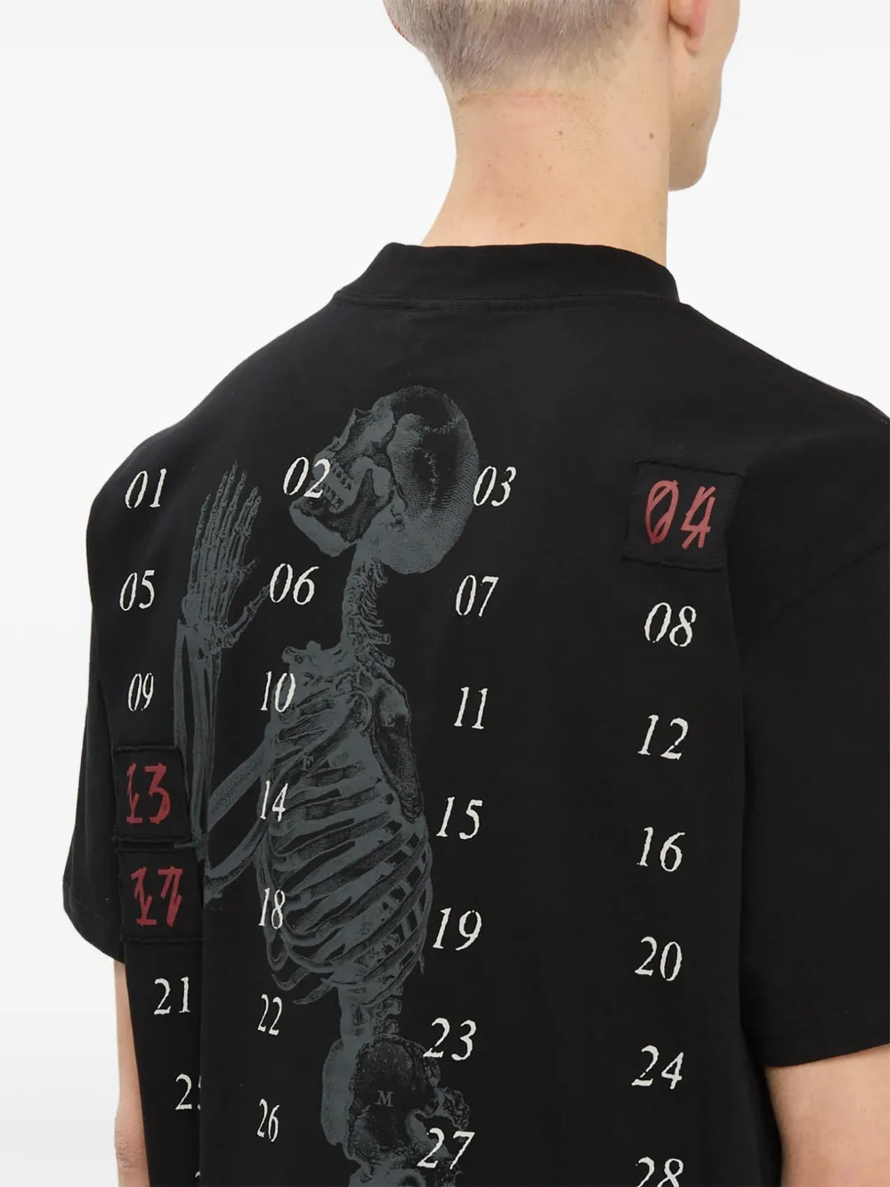 44 LABEL GROUP Lotto T-shirt met logopatch en skelet-print Zwart