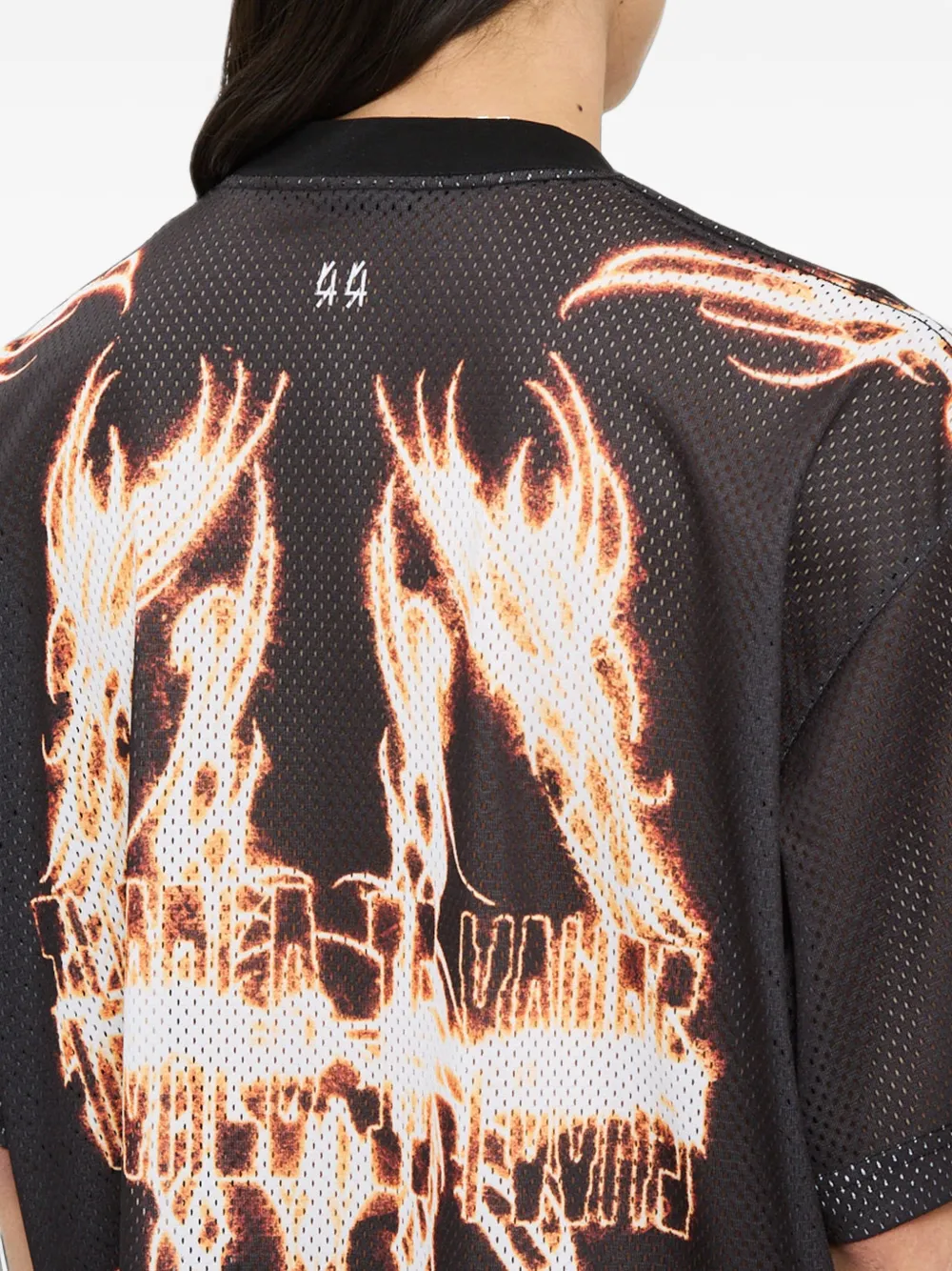 44 LABEL GROUP Y2K World Fire Soccer T-shirt met grafische print Zwart