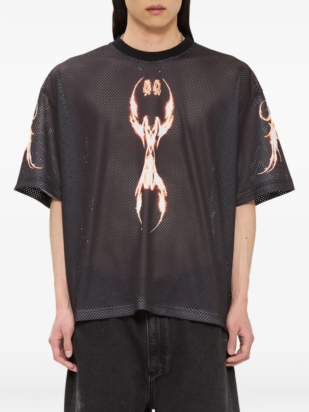 44 LABEL GROUP Y2K World Fire Soccer graphic-print T-shirt - Nero