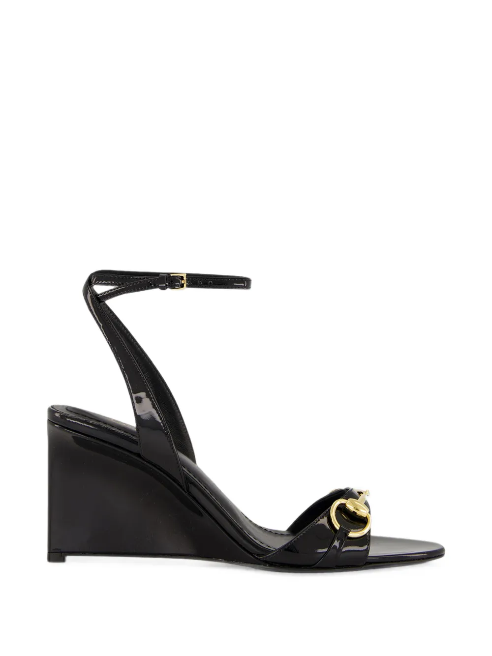 Gucci Donna Horsebit wedge sandals Zwart