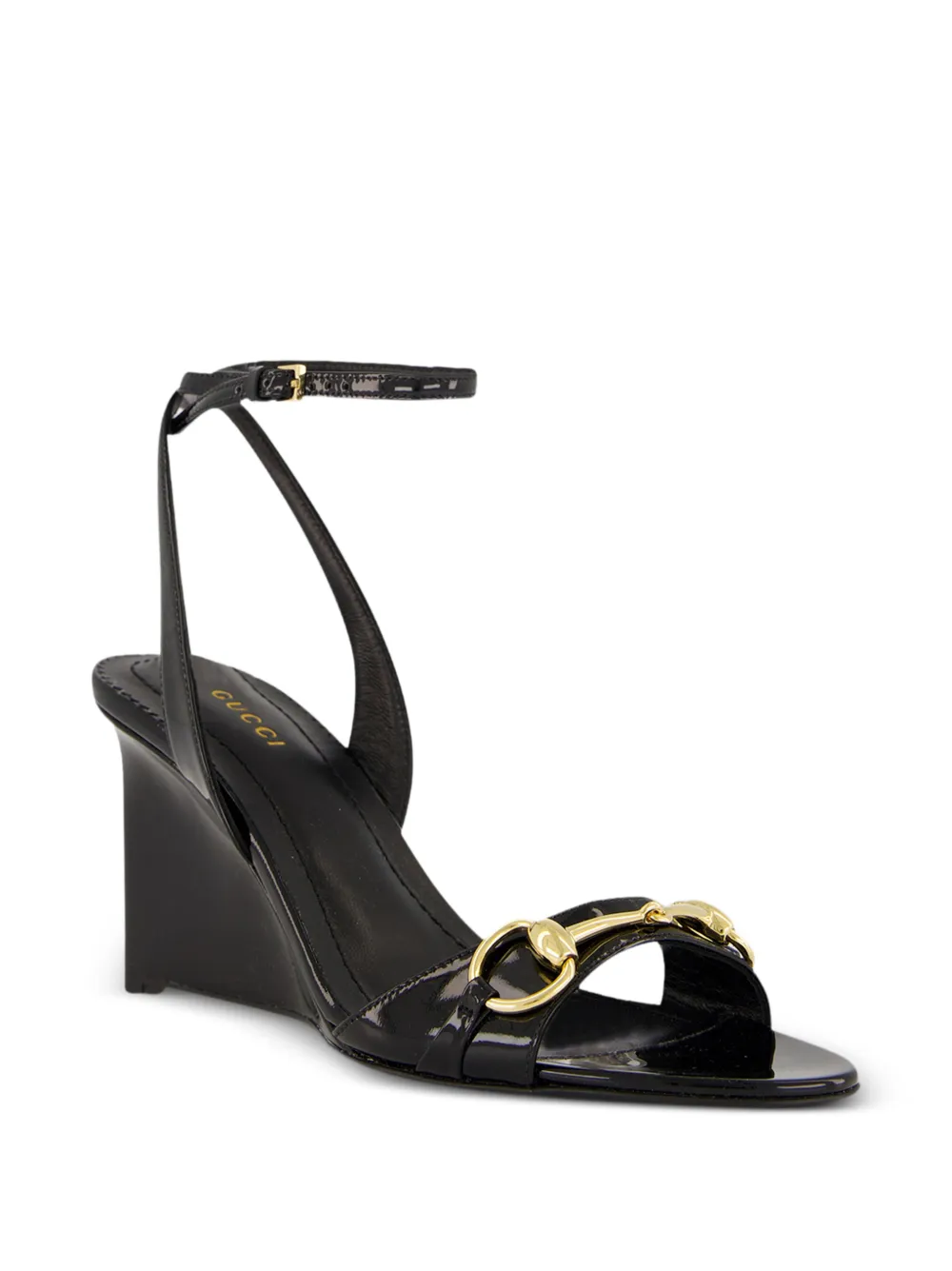Gucci Donna Horsebit wedge sandals Zwart