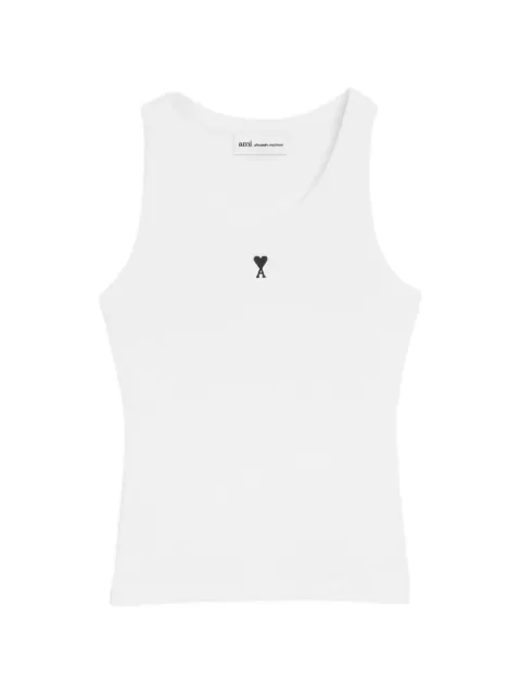 AMI Paris white cotton Ami De Coeur tank top