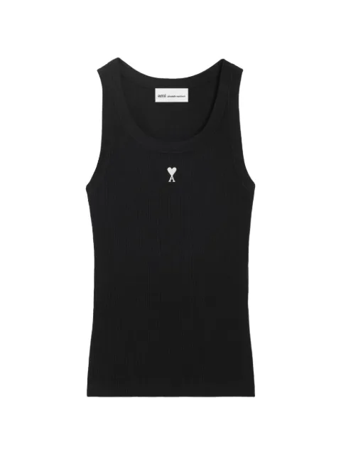AMI Paris black cotton Ami De Coeur tank top