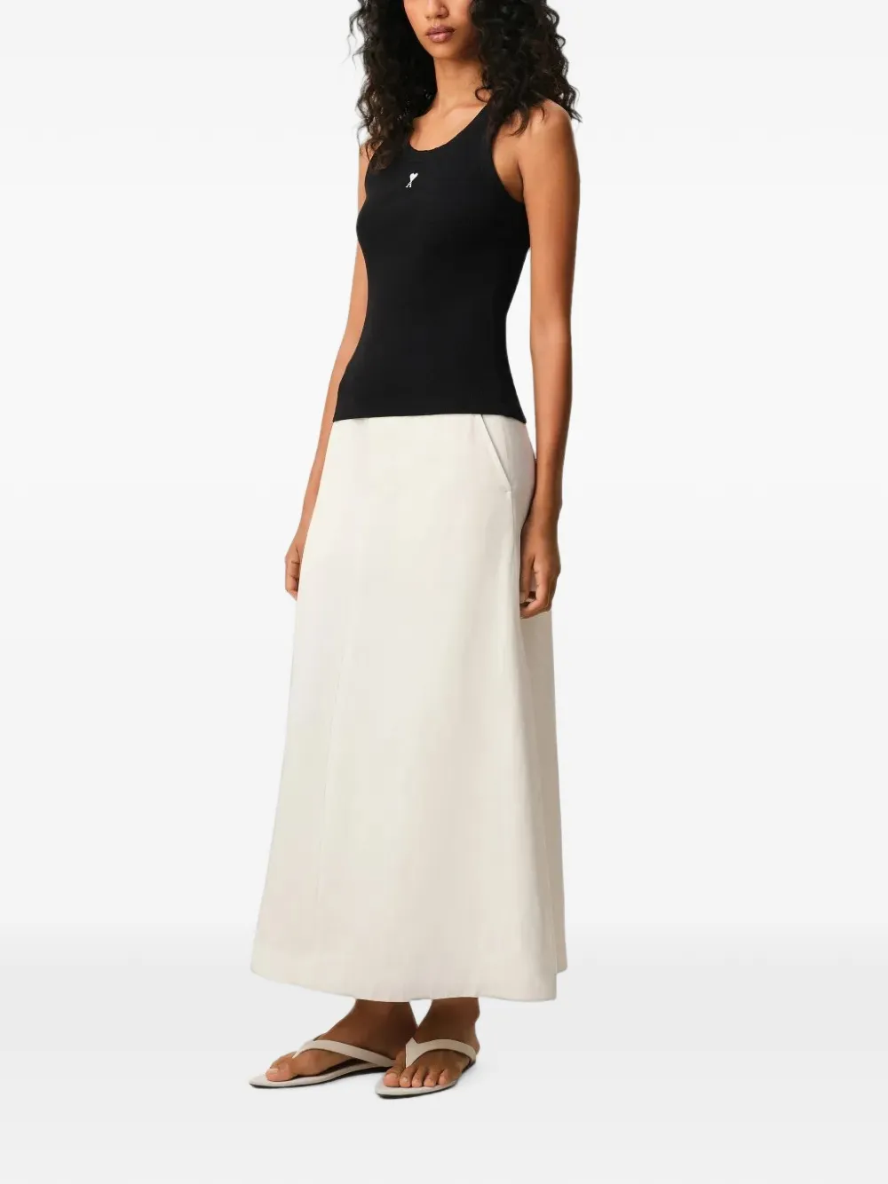 AMI Paris black cotton Ami De Coeur tank top Zwart