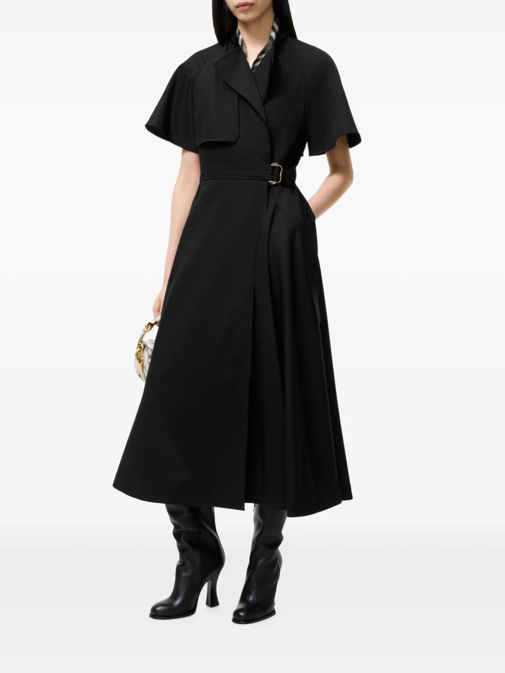Burberry Wollen twill wikkeljurk Zwart
