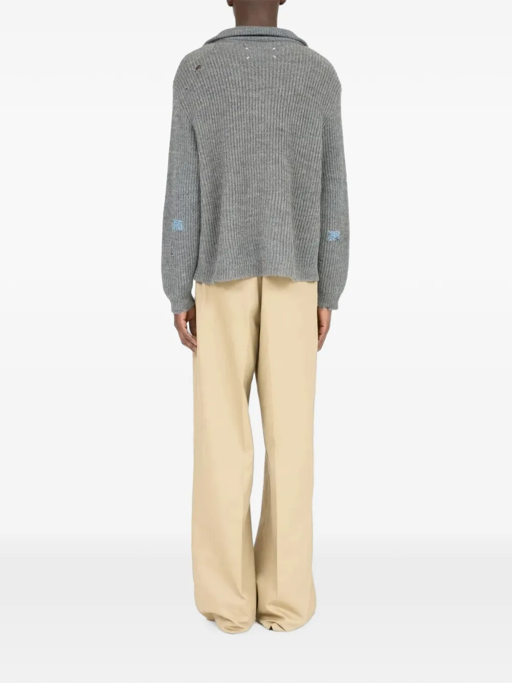 Maison Margiela Gerafelde ribgebreide trui Grijs