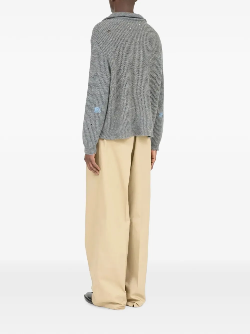 Maison Margiela Gerafelde ribgebreide trui Grijs