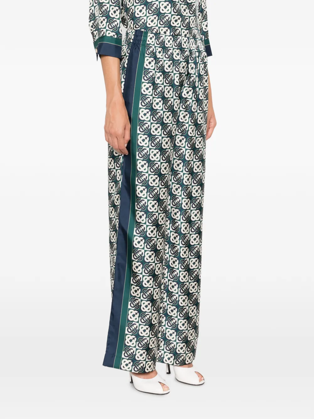 Casablanca Broek met monogramprint Groen