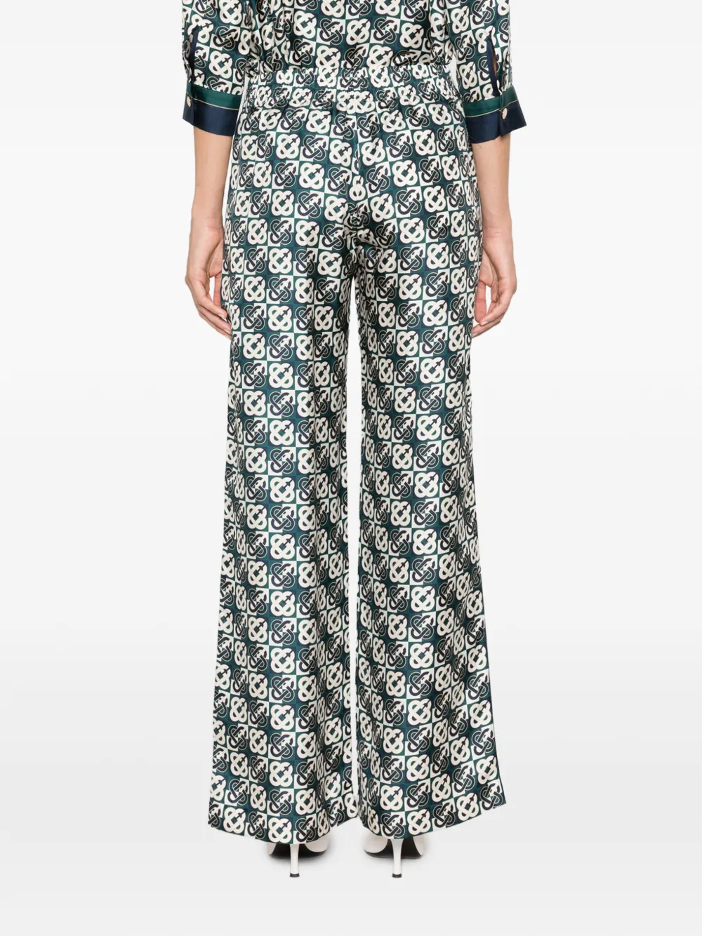 Casablanca Broek met monogramprint Groen