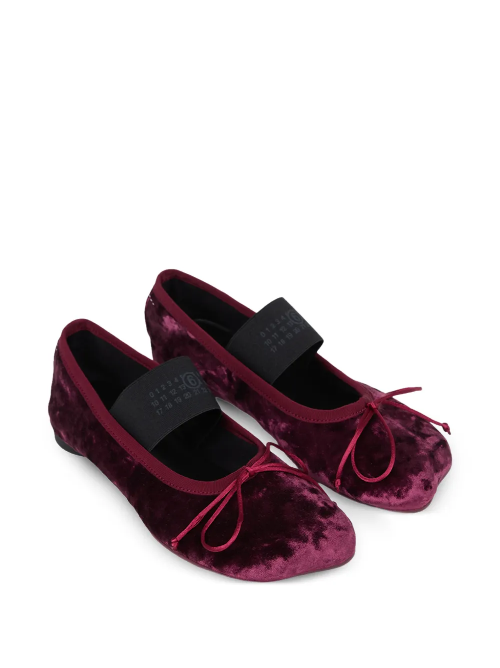 MM6 Maison Margiela velvet elasticated-strap ballet flats Rood