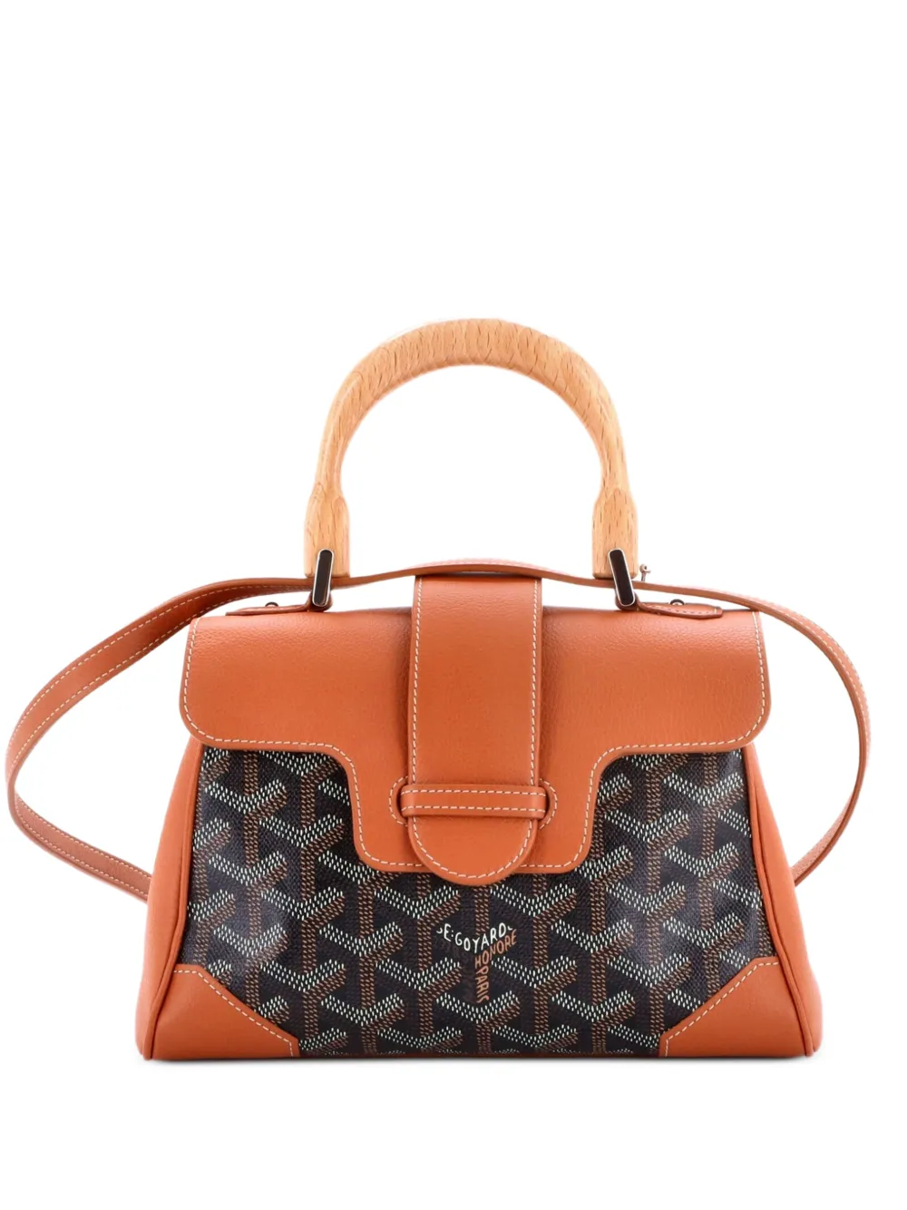 Goyard Pre-Owned Saigon Top Handle Bag Coated Canvas with Leather Mini shoulder bag - Marrone