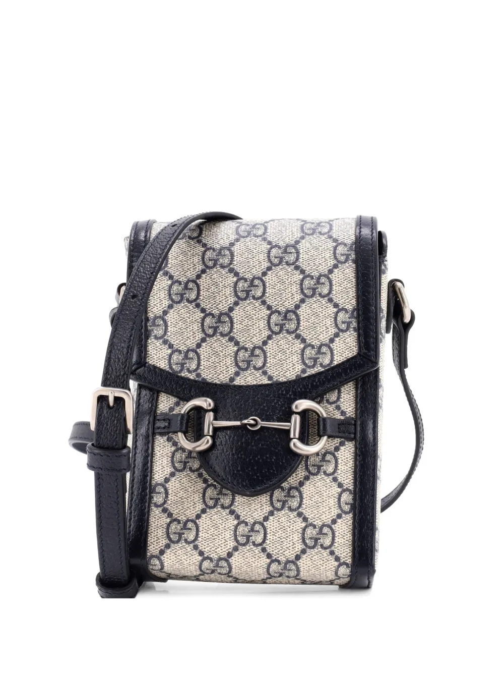 Gucci Pre-Owned Horsebit 1955 GG Coated Canvas with Leather Mini crossbody bag - Blu
