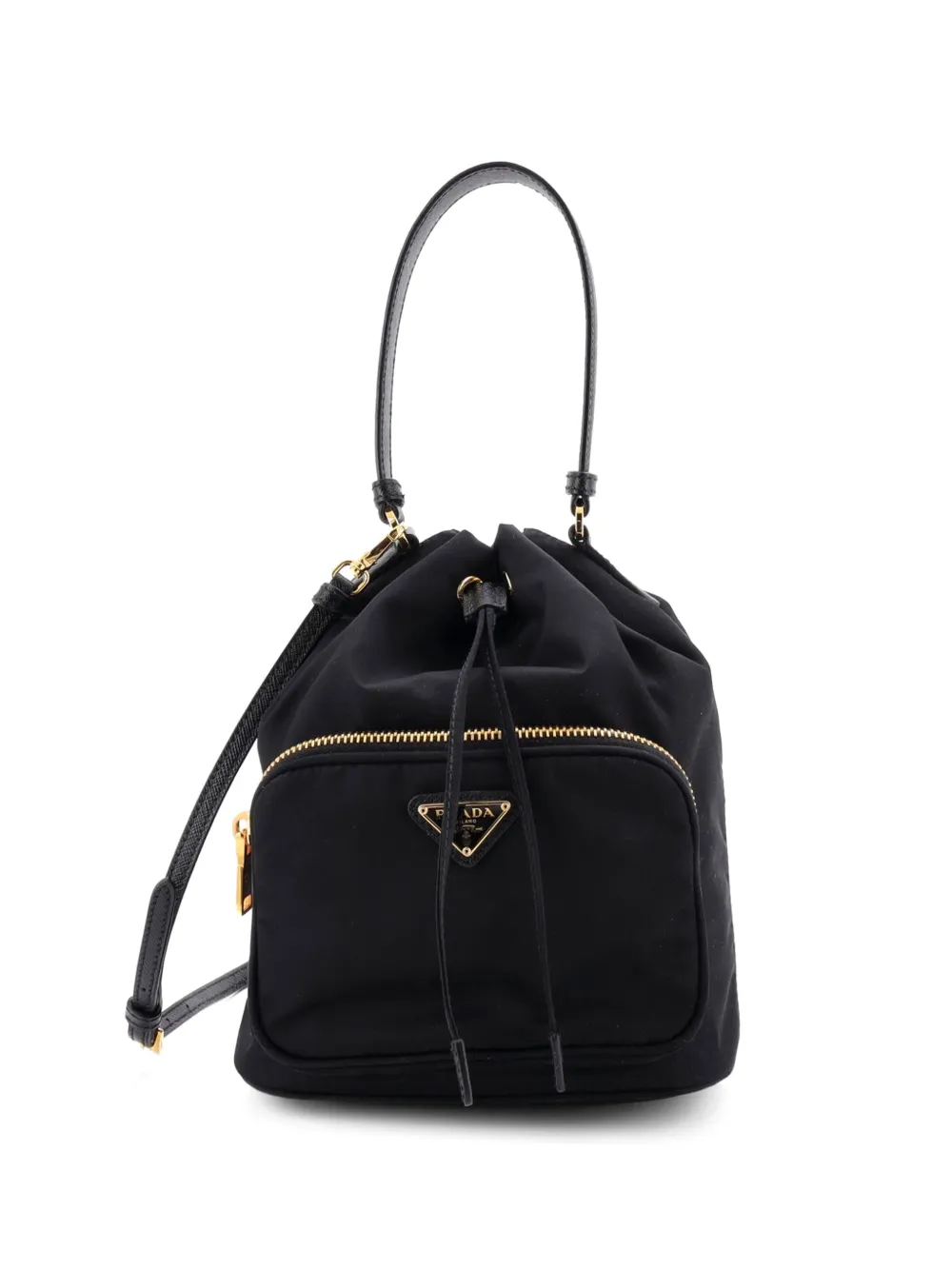 Prada Pre-Owned Drawstring Tessuto Small bucket bag - Nero