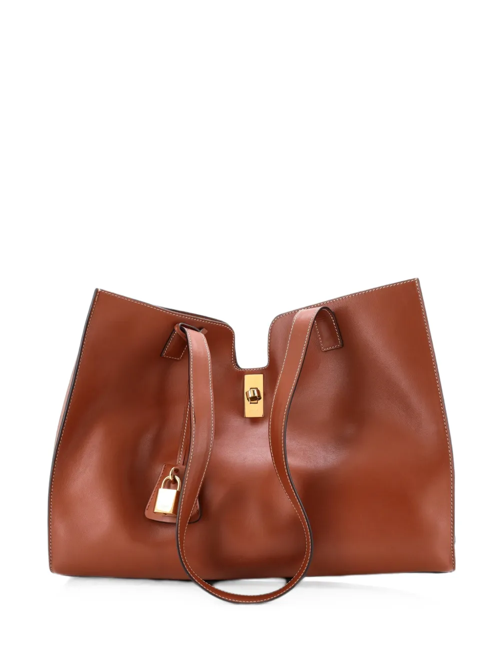 Pre-owned Celine Cabas 16 Bag Smooth Calfskin Tote Bag In Brown