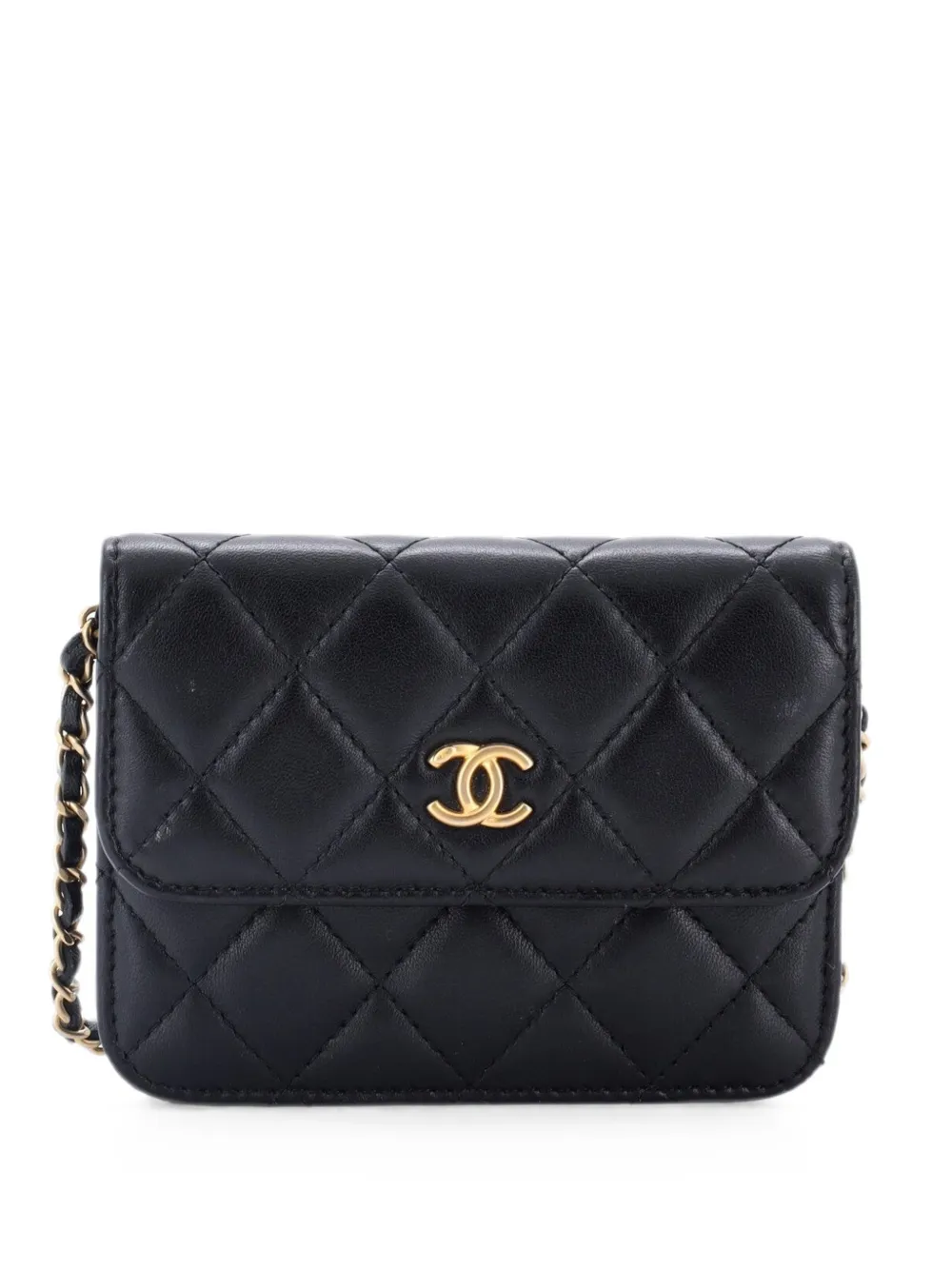 CHANEL Pre-Owned Pearl Crush Flap Clutch with Chain Quilted Lambskin Mini crossbody bag - Schwarz
