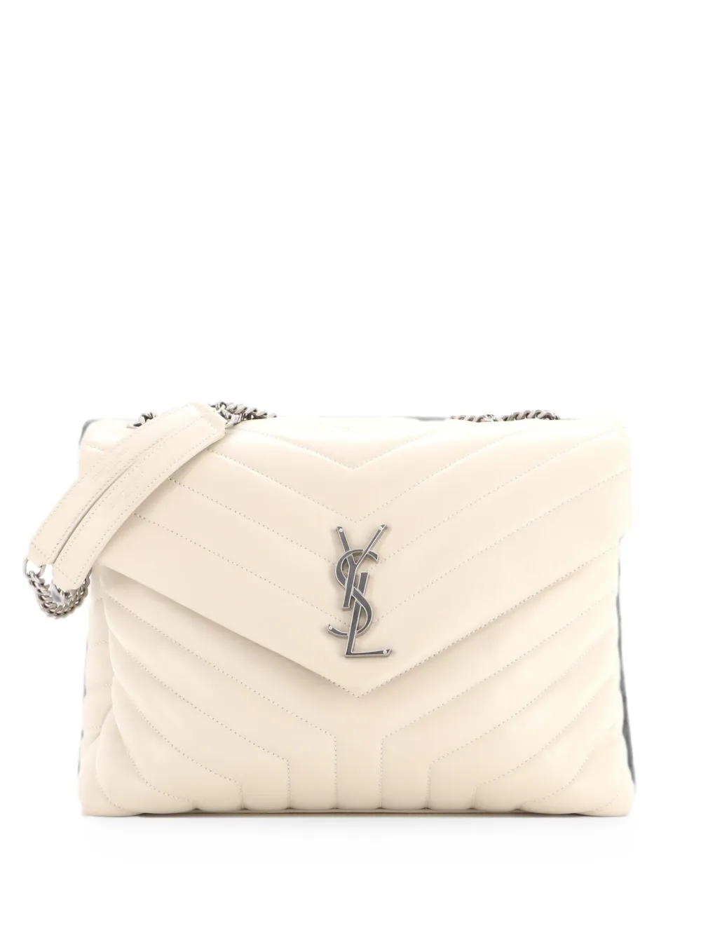Saint Laurent Pre-Owned Loulou Matelasse Chevron Leather Medium shoulder bag - Weiß