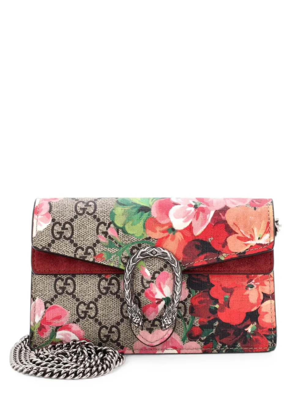 Gucci Pre-Owned Dionysus Bag Blooms Print GG Coated Canvas Super Mini crossbody bag - Marrone