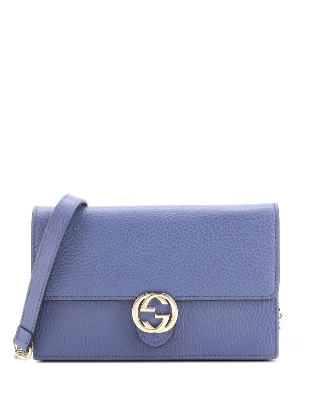 Gucci Pre-Owned Interlocking Wallet on Chain Leather crossbody bag - Blu