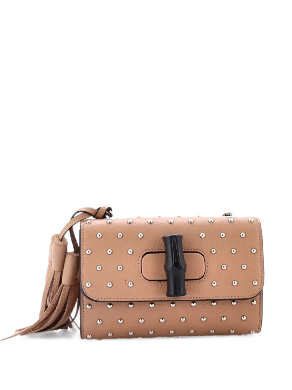 Gucci Pre-Owned Miss Bamboo Studded Leather Small shoulder bag - Nude