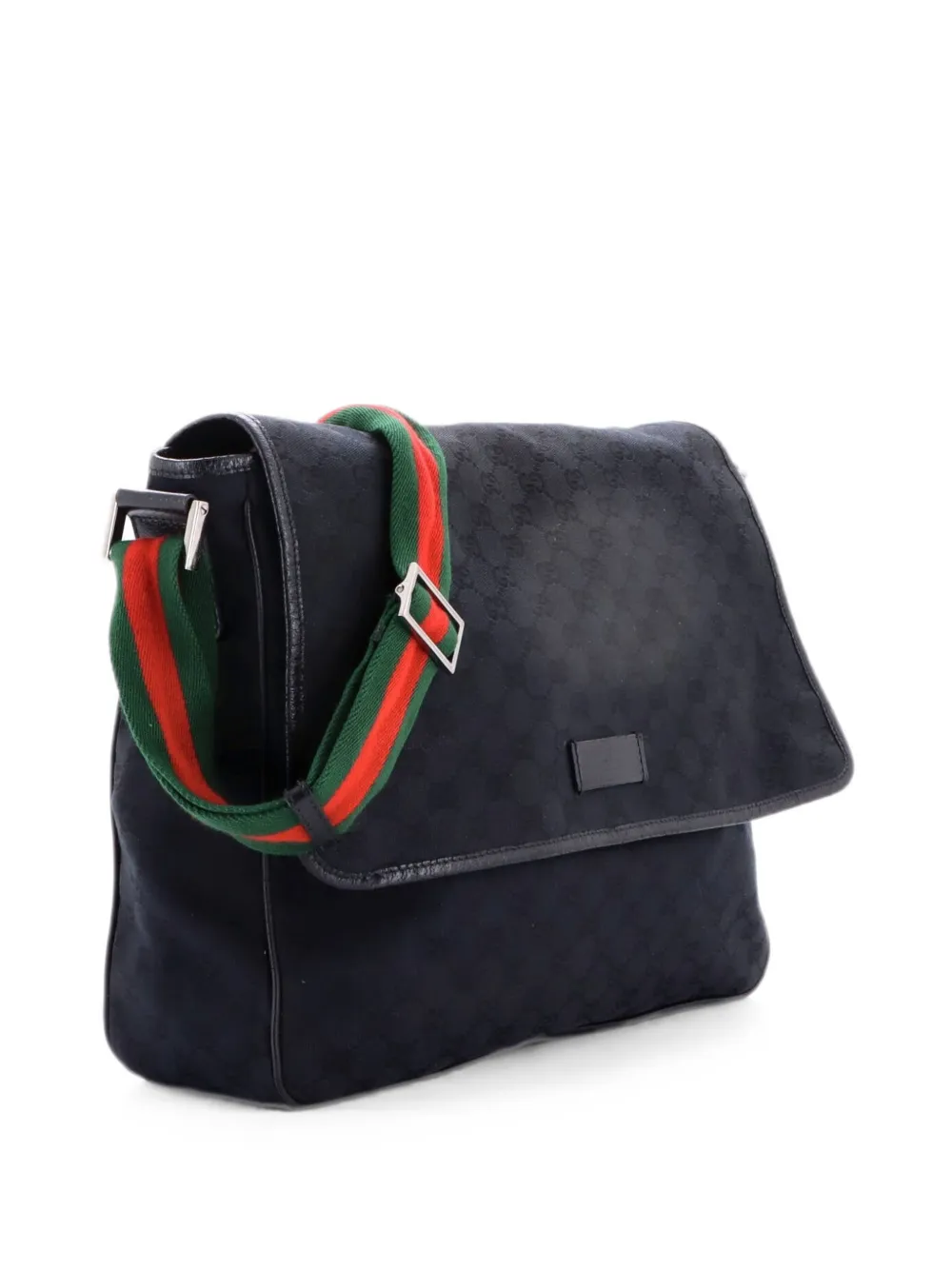 Gucci Pre-Owned Web Strap Flap Messenger GG Canvas Medium crossbody bag - Schwarz