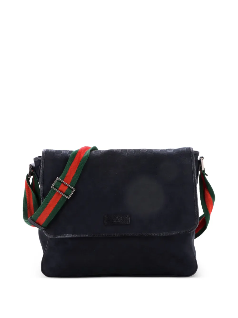 Gucci Pre-Owned Web Strap Flap Messenger GG Canvas Medium crossbody bag - Nero