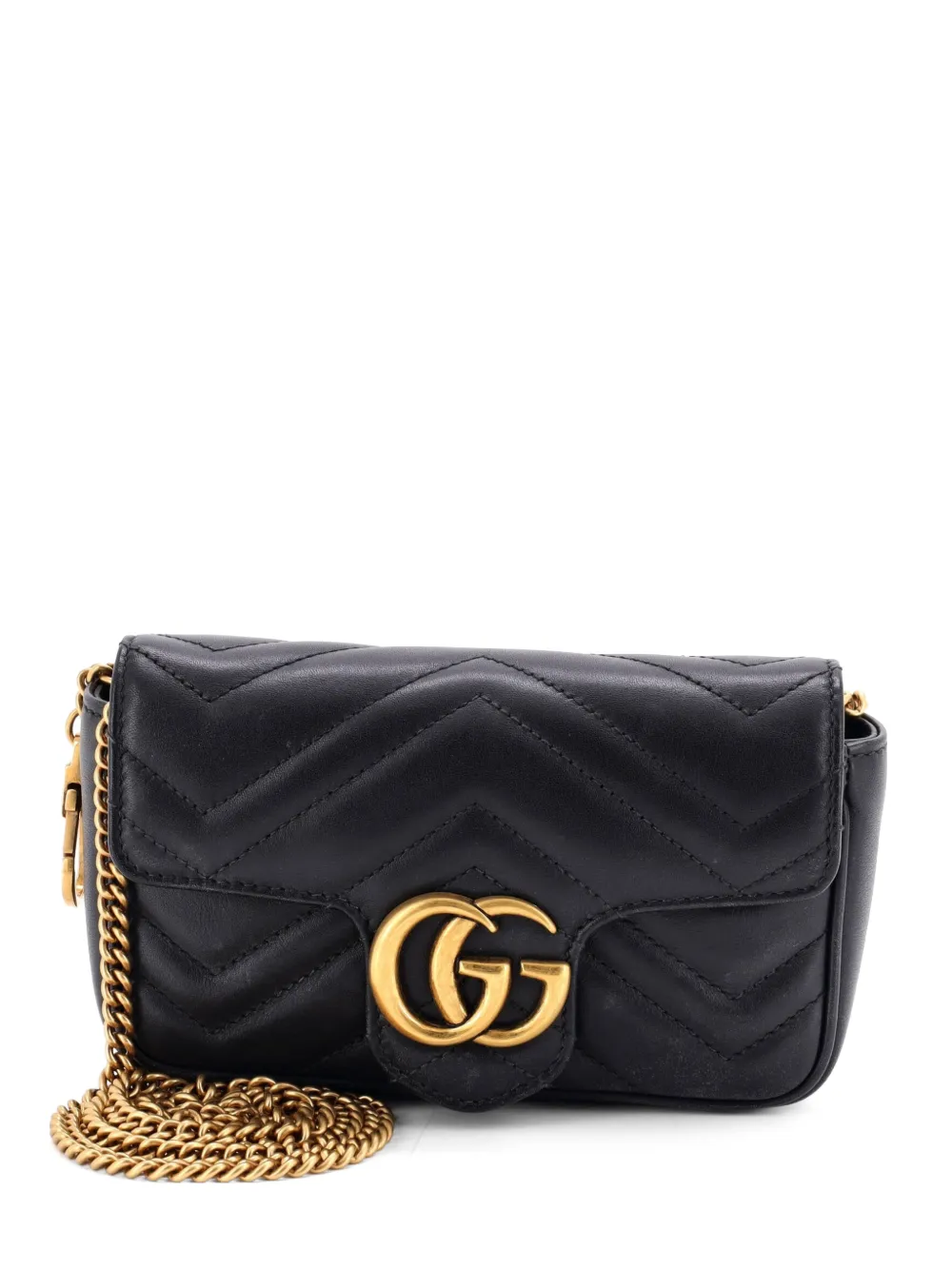 Gucci Pre-Owned GG Marmont Flap Bag Matelasse Leather Super Mini crossbody bag - Nero