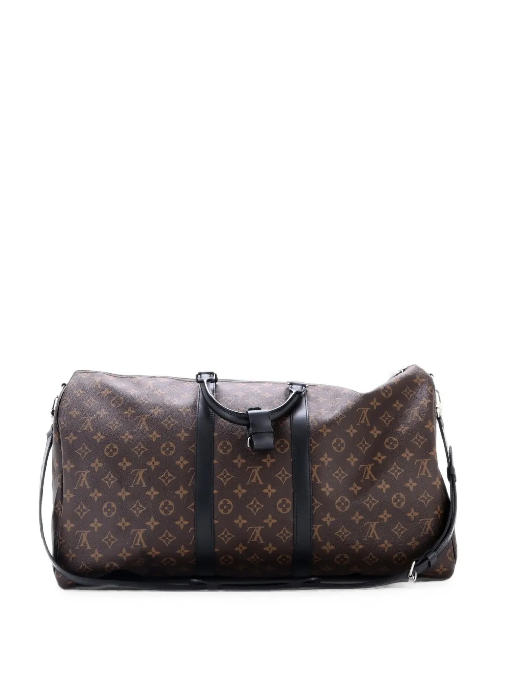 Louis Vuitton Pre-Owned Borsa da viaggio Keepall Bandouliere 55 in tela Monogram Macassar - Marrone