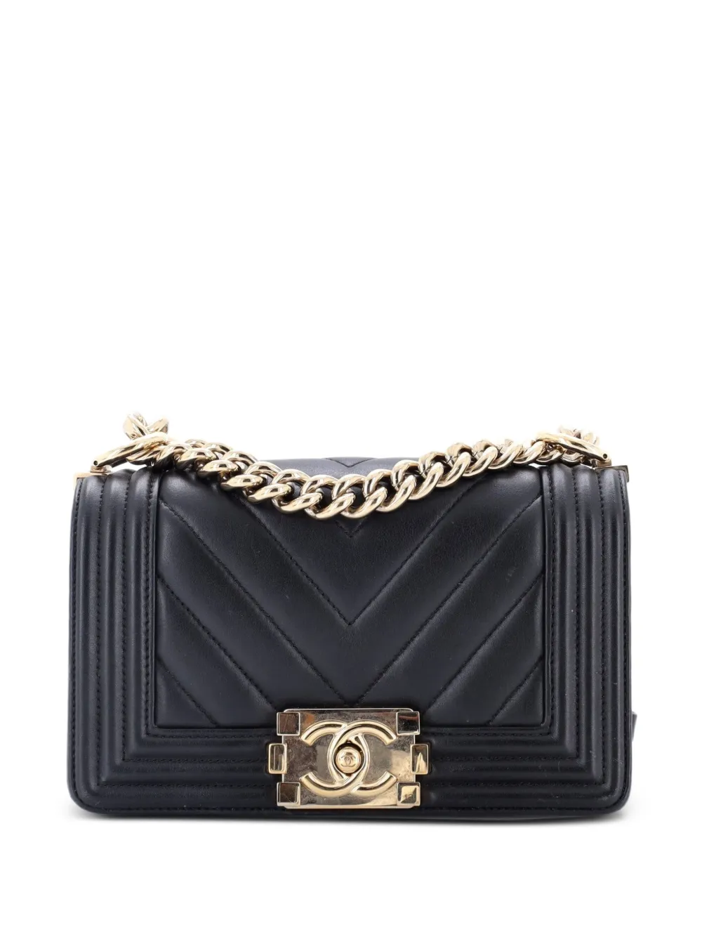 CHANEL Pre-Owned Boy Flap Bag Chevron Calfskin Small crossbody bag - Black