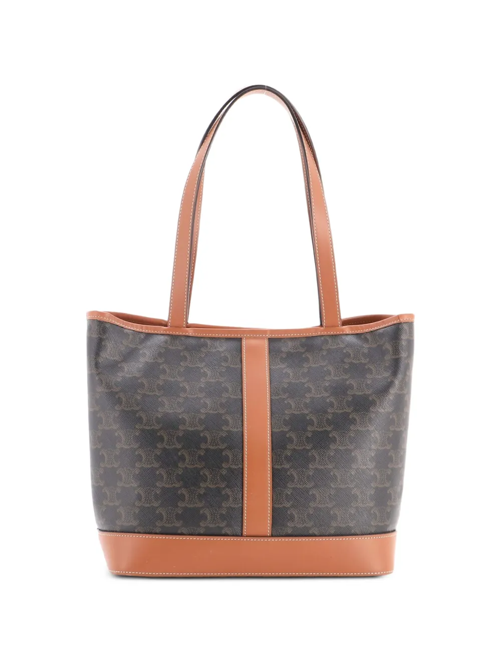 Celine Pre-Owned Borsa a spalla Cabas Tote Triomphe piccola in tela cerata - Marrone