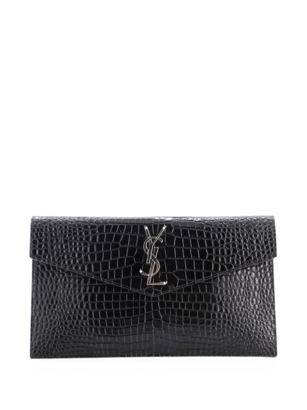 Saint Laurent Pre-Owned Uptown Pouch Crocodile Embossed Leather clutch bag - Schwarz