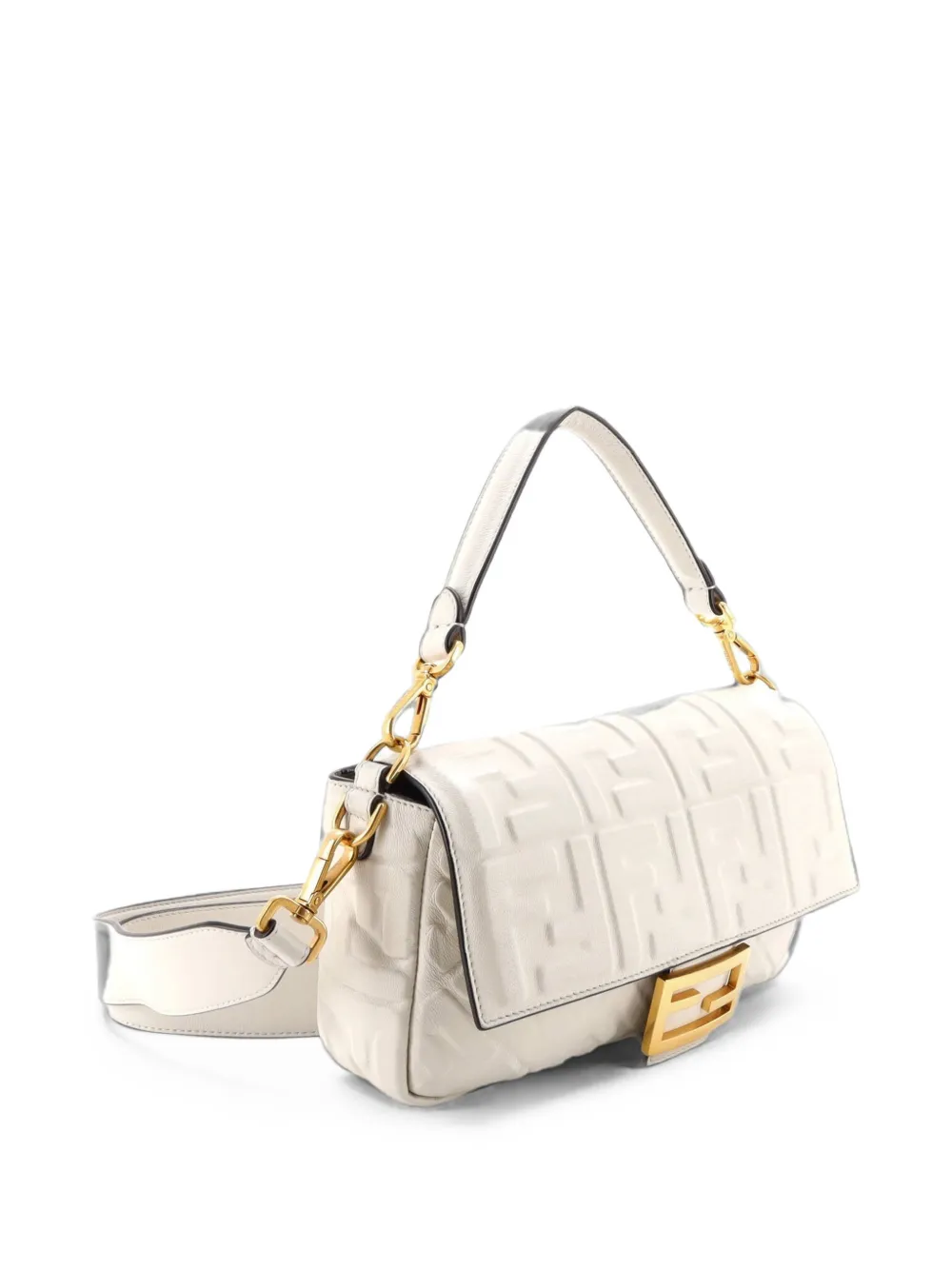Fendi Pre-Owned Mittelgroße NM Umhängetasche mit Zucca-Prägung - Weiß