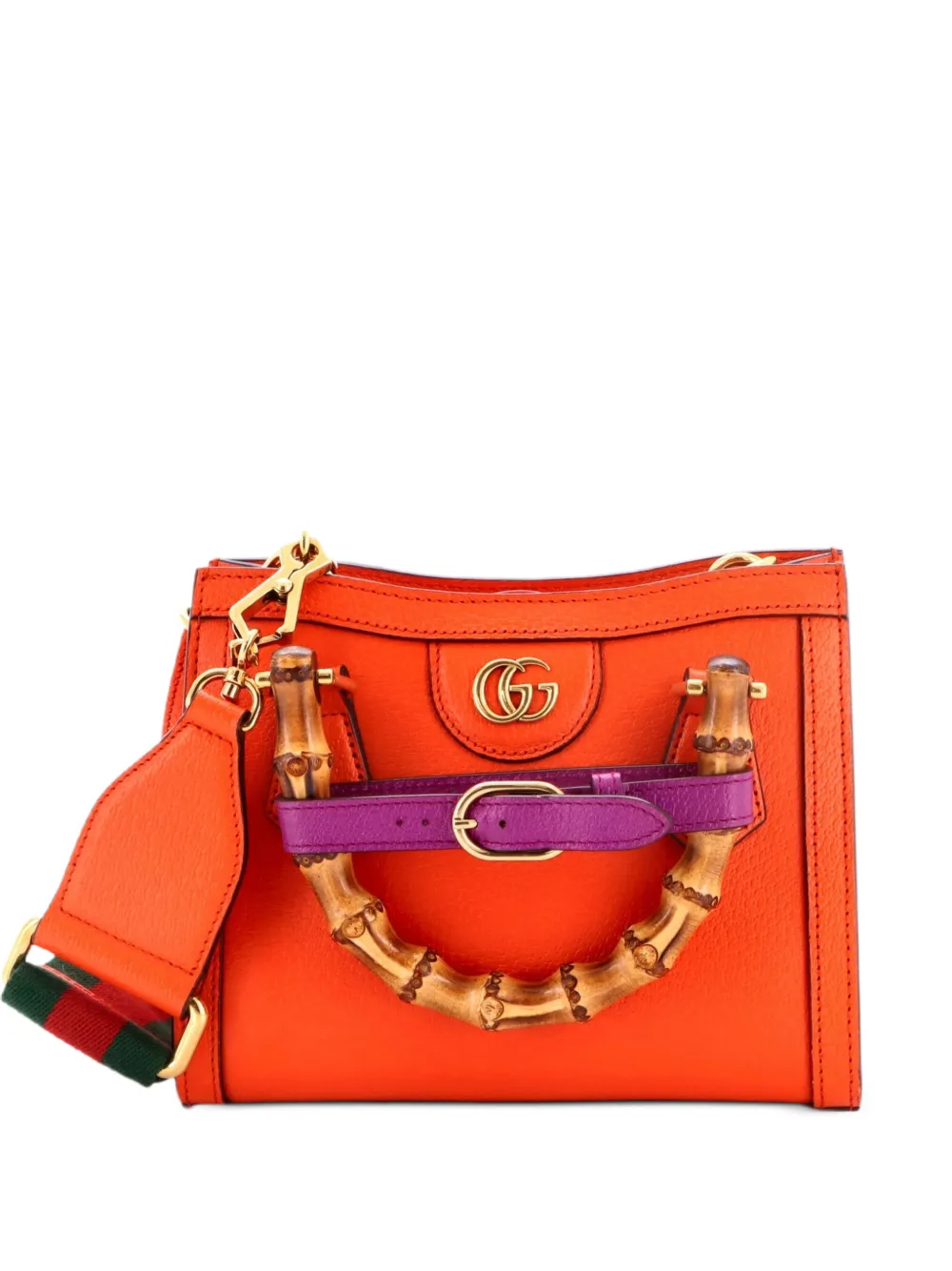 Gucci Pre-Owned Borsa a tracolla Diana NM mini in pelle con manico in bambù - Arancione