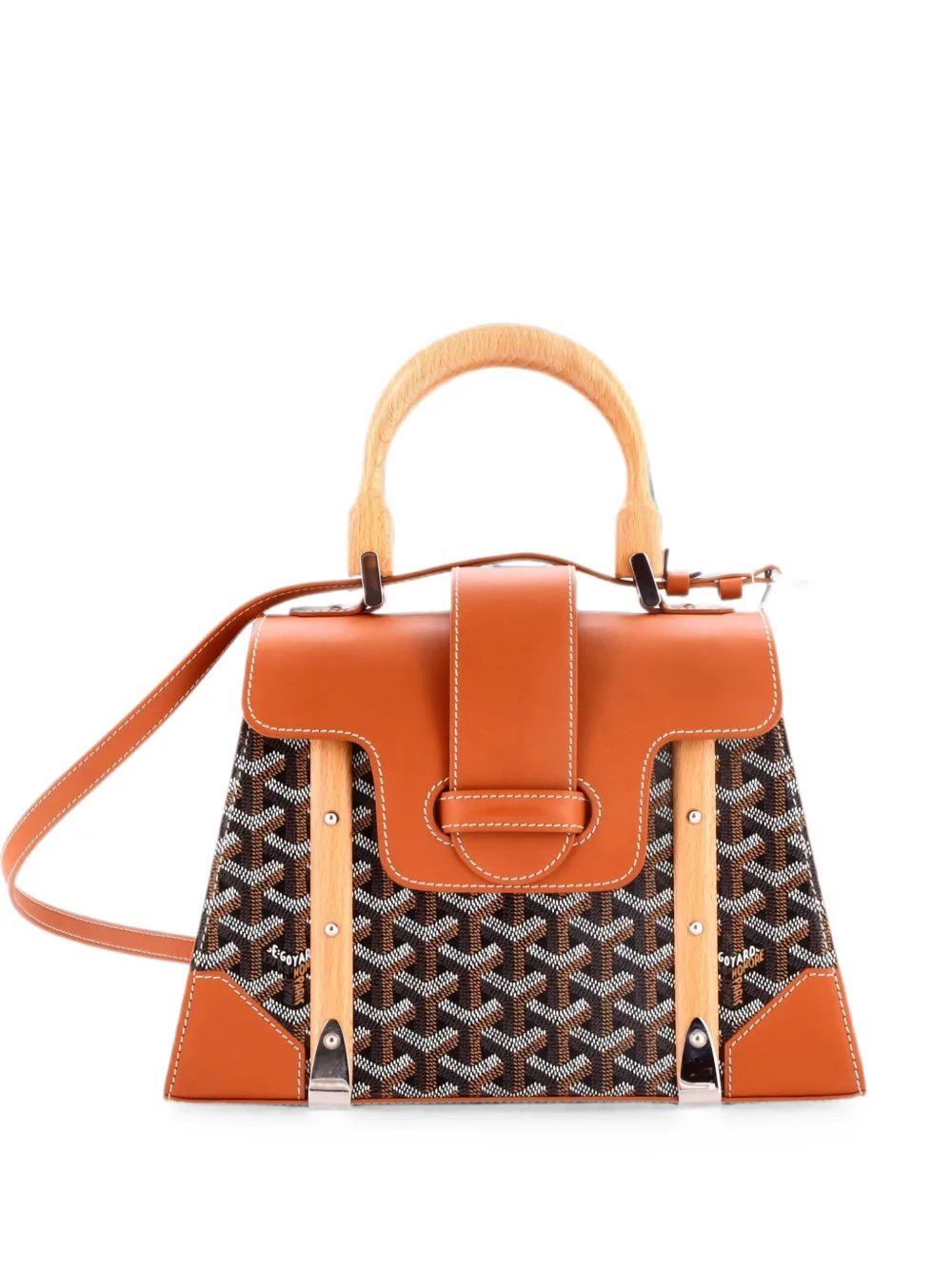 Goyard Pre-Owned Saigon Top Handle Bag Coated Canvas with Leather PM satchel - Braun