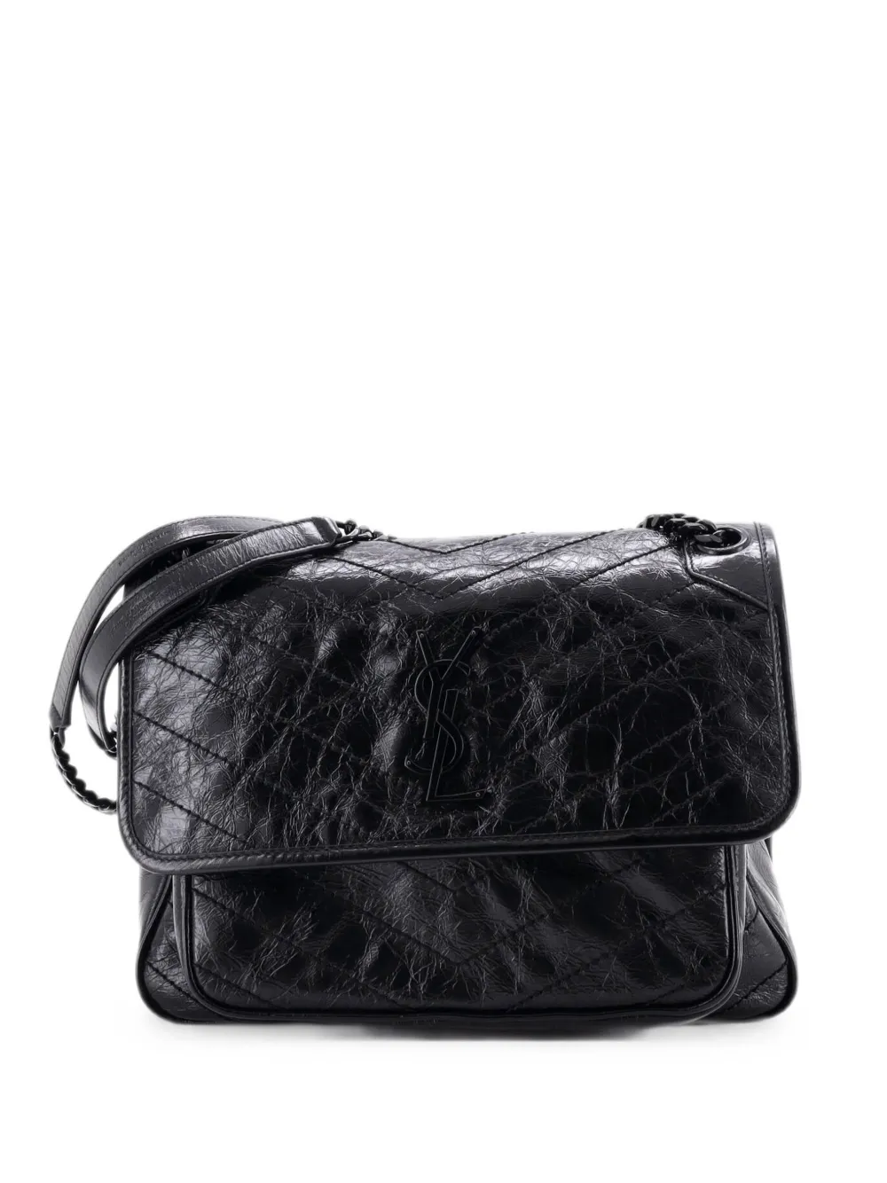 Saint Laurent Pre-Owned Niki Chain Flap Bag Matelasse Chevron Leather Medium shoulder bag - Schwarz