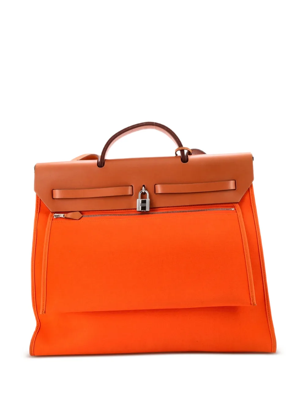 Hermès Pre-Owned Herbag Zip Leather and Toile 39 satchel - Marrone