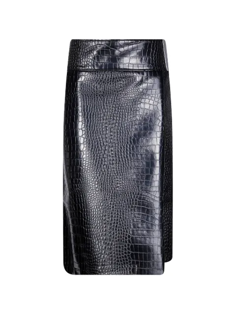 Sportmax crocodile-effect A-line midi skirt