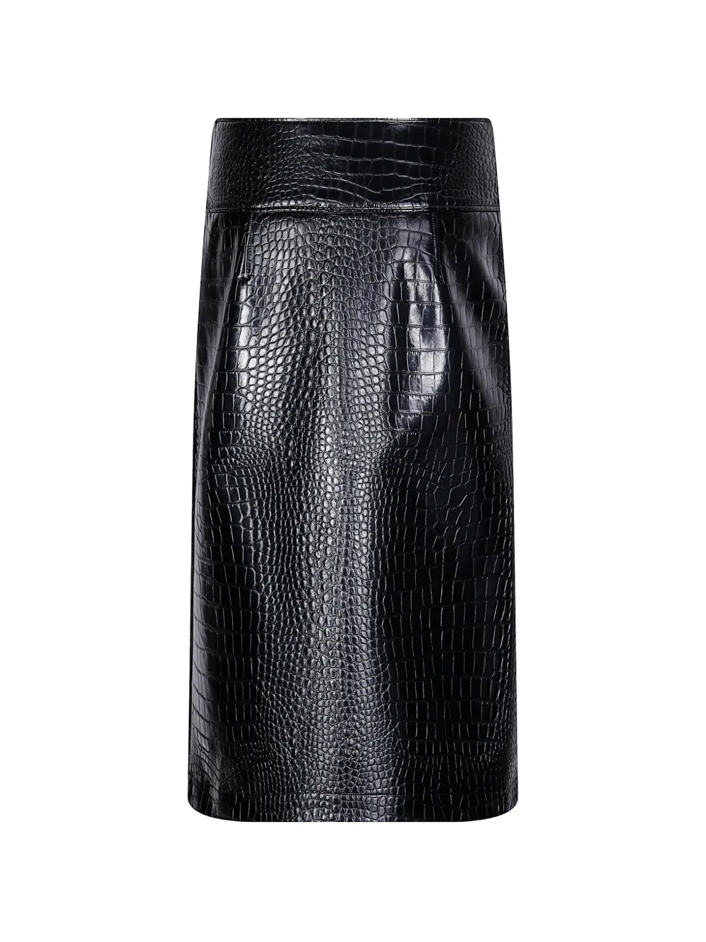 Sportmax Midi-rok met krokodillen-reliëf en A-lijn Zwart