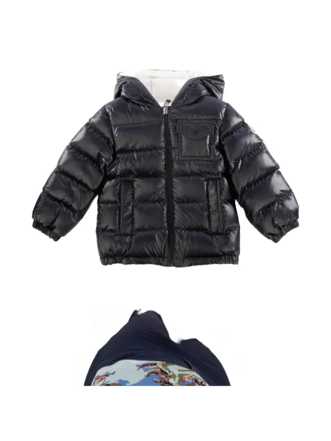 Moncler Enfant Gefütterte Kapuzenjacke mit Logo-Patch